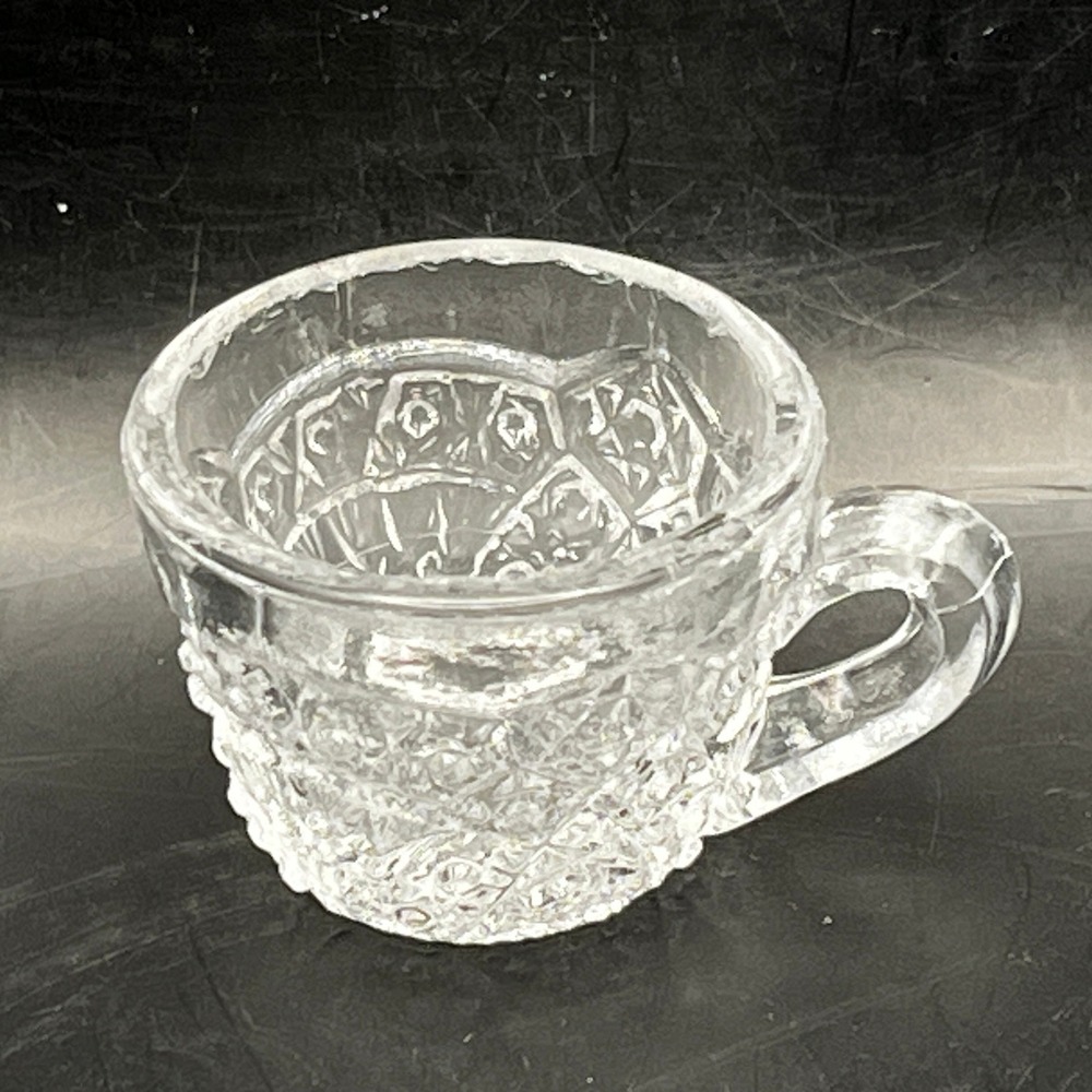 Vtg Clear Glass‎ Child Miniature Mug Punch Cup Trinket Tiny Decor 1.25x1.75"